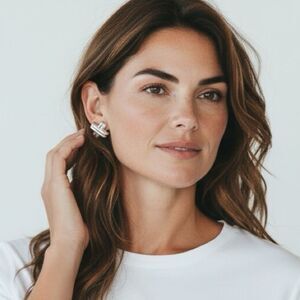 Vintage Barra Signed Clip On Earnings Sterling Silver X’s Crosses Kisses Bold